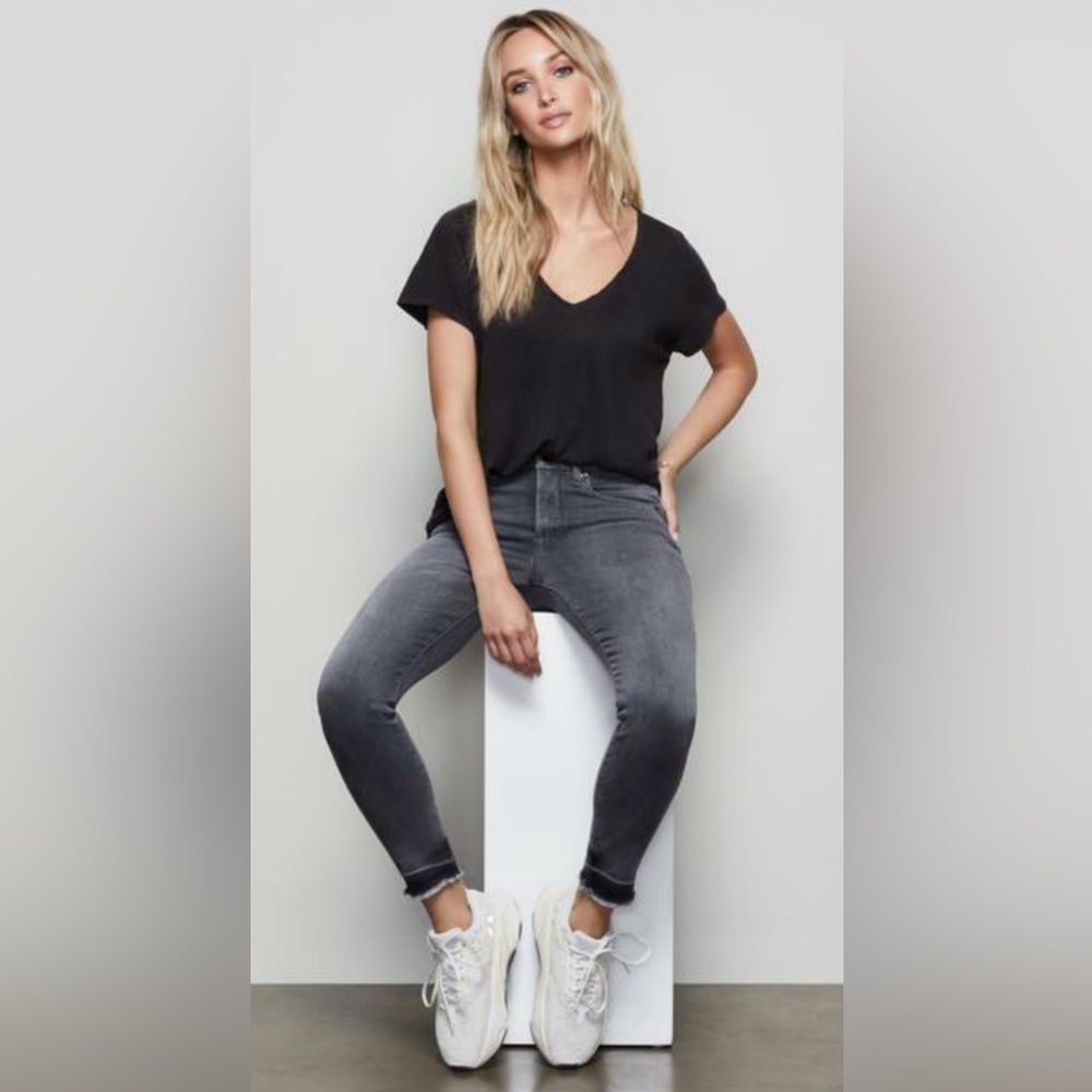 GOOD AMERICAN Good Legs Crop Jeans Black Gray Skinny Denim High Rise Waisted
